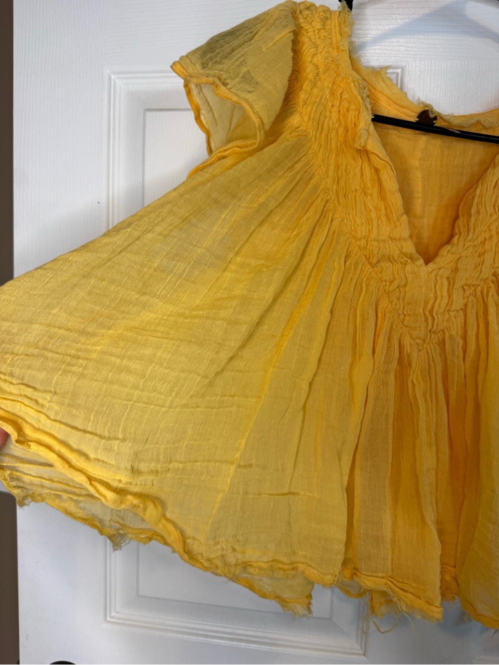 FP ONE Yellow Smocked V-Neck Blouse - Picture 3 of 6